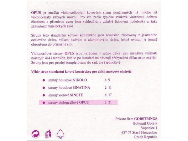 Струна для віолончелі Ре GorStrings Opus №21 4/4 (1 шт) 128625 фото
