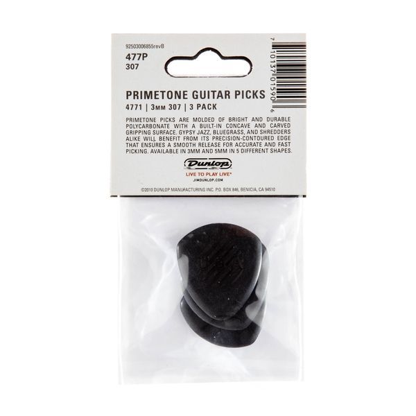 Медиатор Dunlop 477P307 Primetone Classic Large Round Tip 3.0 mm (3 шт.) 126495 фото
