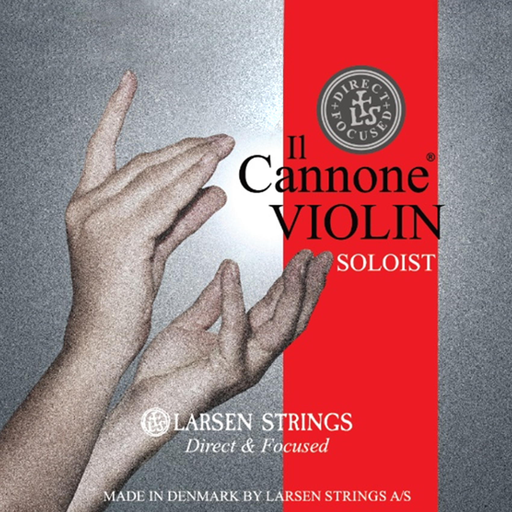 String Set Larsen Il Cannone Direct & Focused Soloist 4/4 for Violin (Limited Series with Special Strong E String) — packaging