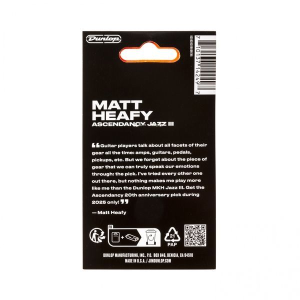 Медиатор Dunlop 471P3SMHLTD Matt Heafy Ascendancy Jazz III Max-Grip 1.38mm (6 шт.) 128738 фото