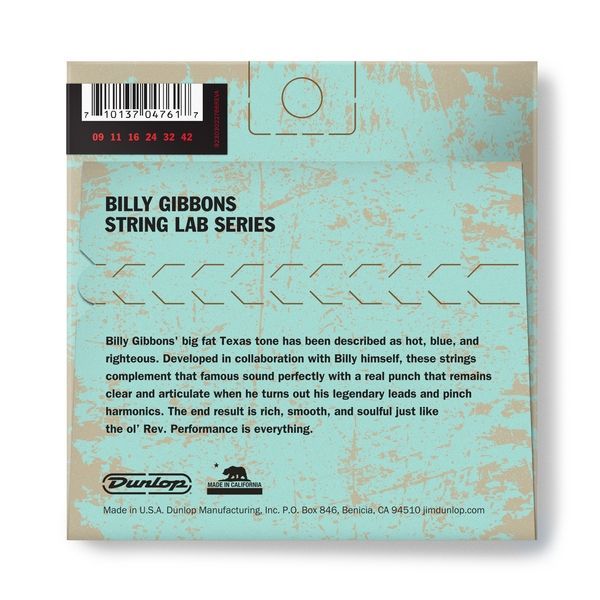DUNLOP RWN0942 STRING LAB SERIES BILLY GIBBONS GUITAR STRING (09-42) 26452 фото