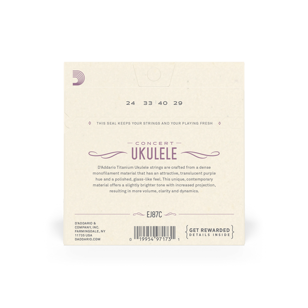 Струны для укулеле D'ADDARIO EJ87C TITANIUM UKULELE CONCERT 29592 фото