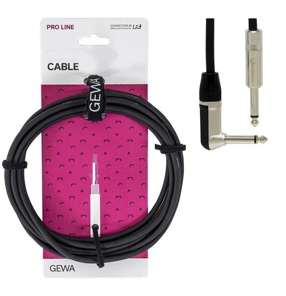 Інструментальний кабель GEWA Pro Line Mono Jack 6,3 мм/Mono Angled Jack 6,3 мм (3 м) G-190520 фото