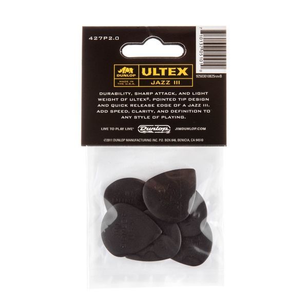 Медіатор Dunlop 427P2.0 Ultex Jazz III 2.0 mm (6 шт.) 125938 фото