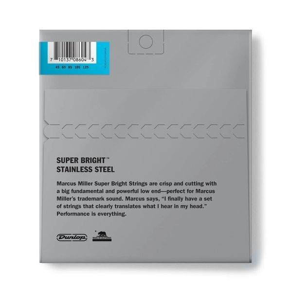 DUNLOP DBMMS45125 MARCUS MILLER SUPER BRIGHT BASS STRINGS 5-STRING (45-125) 32876 фото