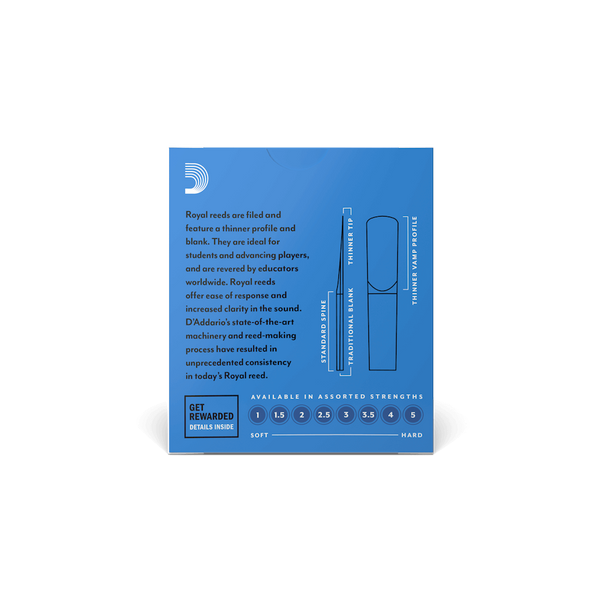 Трость для кларнета Bb D'Addario Royal №1,5 (1 шт) 26091 фото