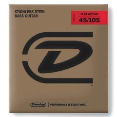 DUNLOP DBFS45105 STAINLESS STEEL FLATWOUND BASS STRINGS 45-105 33662 фото