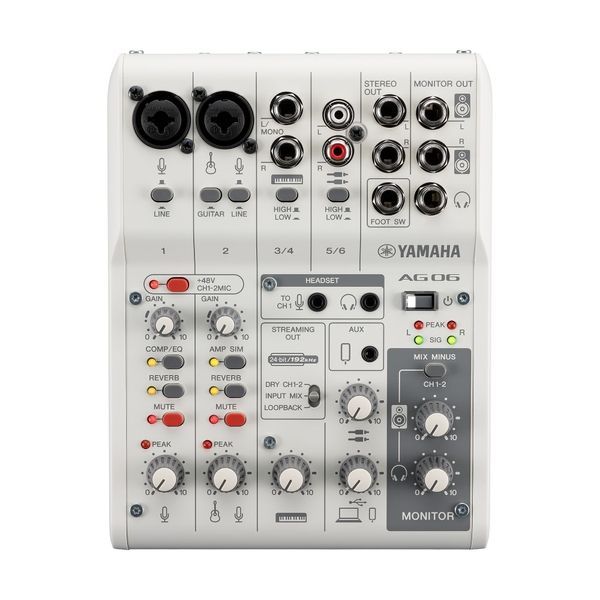 Yamaha AG06MK2 USB Streaming Mixer, White 40086 photo