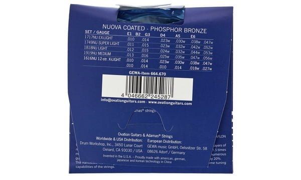 Струны для 12-струнной акустической гитары Adamas Nuova Coated Phosphor Bronze 1616NU, 10-47w G-664670 фото
