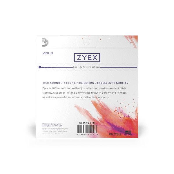D'ADDARIO ZYEX VIOLIN STRING SET 4/4 MEDIUM TENSION (Silver D) 19521 фото