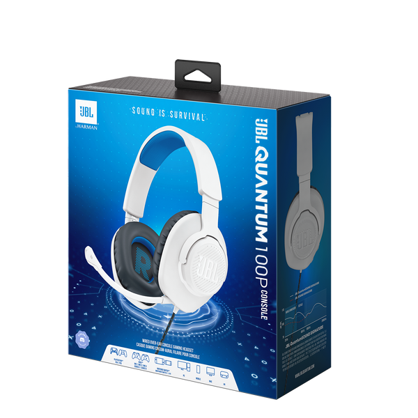 JBL Quantum 100P Console &mdash; wired gaming headset, white/blue JBLQ100PWHTBLU photo