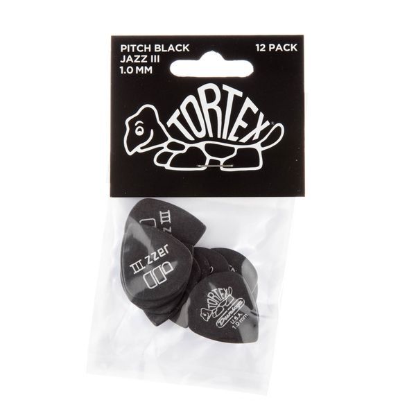 Медіатор Dunlop 482P1.0 Tortex Pitch Black Jazz III 1.0 mm (12 шт.) 124884 фото