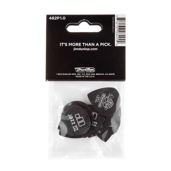 Медіатор Dunlop 482P1.0 Tortex Pitch Black Jazz III 1.0 mm (12 шт.) 124884 фото