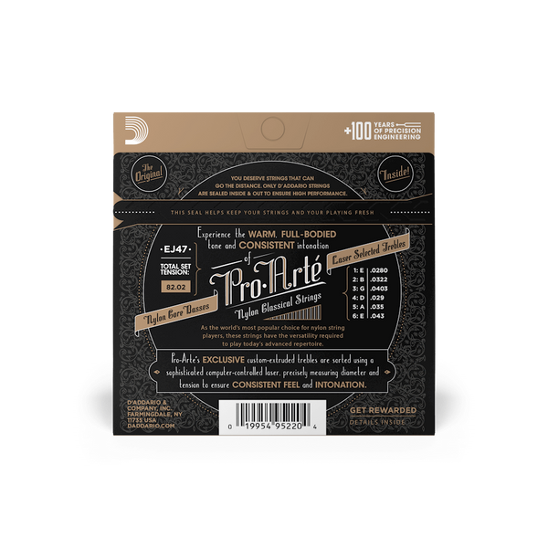 Струны для классической гитары D'ADDARIO EJ47 PRO-ARTE 80/20 BRONZE WOUND NORMAL TENSION 19598 фото
