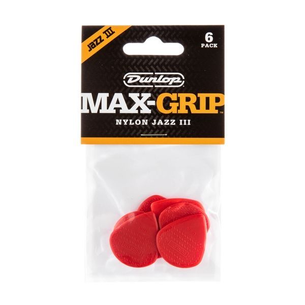 Медиатор Dunlop 471P3N Nylon Jazz III Max-Grip 1.38mm (6 шт.) 125358 фото