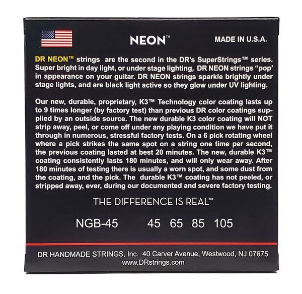 DR Strings NEON Green Bass - Medium (45-105) &mdash; Bass Guitar Strings 40841 photo
