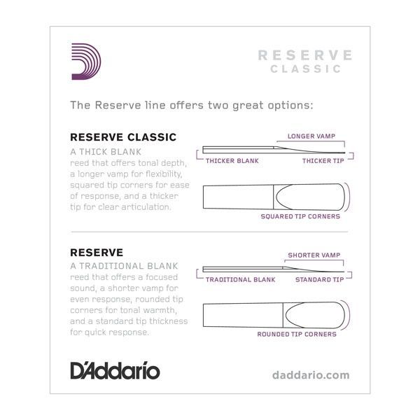 Трости для кларнета Bb D'Addario Reserve Classic №3,0 (10 шт) 34315 фото