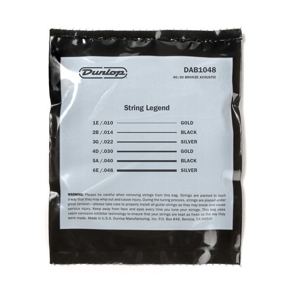 DUNLOP DAB1048 80/20 BRONZE ACOUSTIC GUITAR STRINGS (10-48) 20533 фото