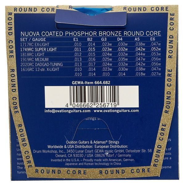 Струни для акустичної гітари Adamas Round Core Nuova Coated Phosphor Bronze 1749NURC, 11-52w G-664682 фото