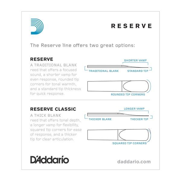 Тростини для кларнета Bb D'Addario Reserve №2,5 (10 шт) 34317 фото