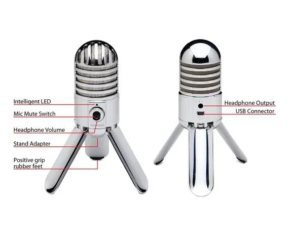 Meteor control diagram: mute, headphone volume, USB and headphone output.
