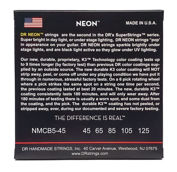 DR Strings NEON Multi-Color Bass - Medium - 5 String (45-125) 40844 фото