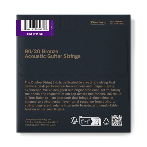 Струны для акустической гитары Dunlop DAB1152 80/20 Bronze 114566 фото