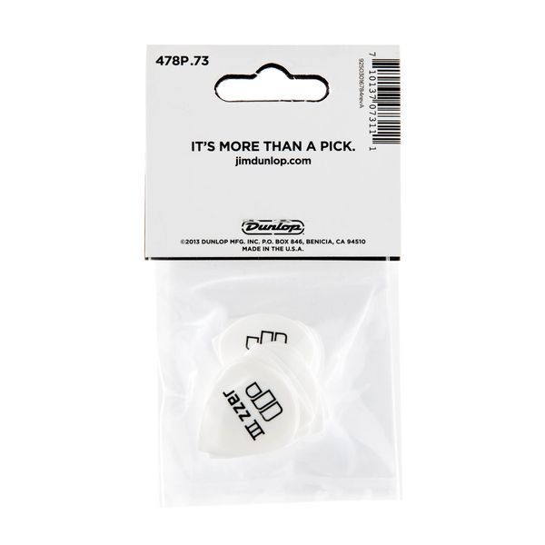 Медиатор Dunlop 478P.73 Tortex White Jazz III.73 mm (12 шт.) 125378 фото
