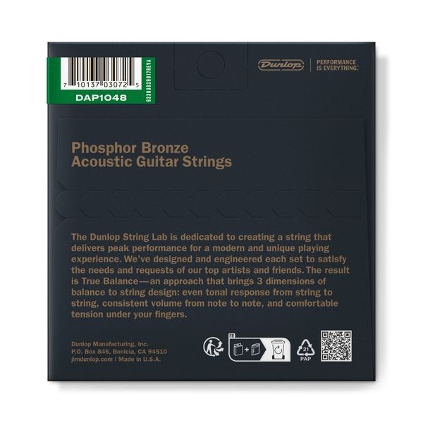 Струны для акустической гитары Dunlop DAP1048 Phosphor Bronze Extra Light 114568 фото
