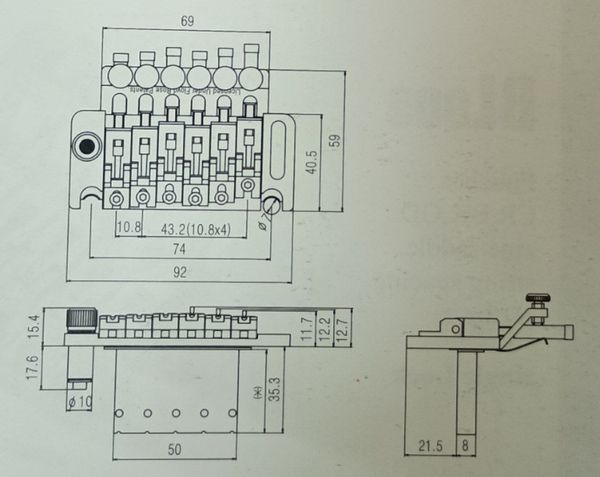 Тремоло Floyd Rose для електрогітари Samwoo BL002BK