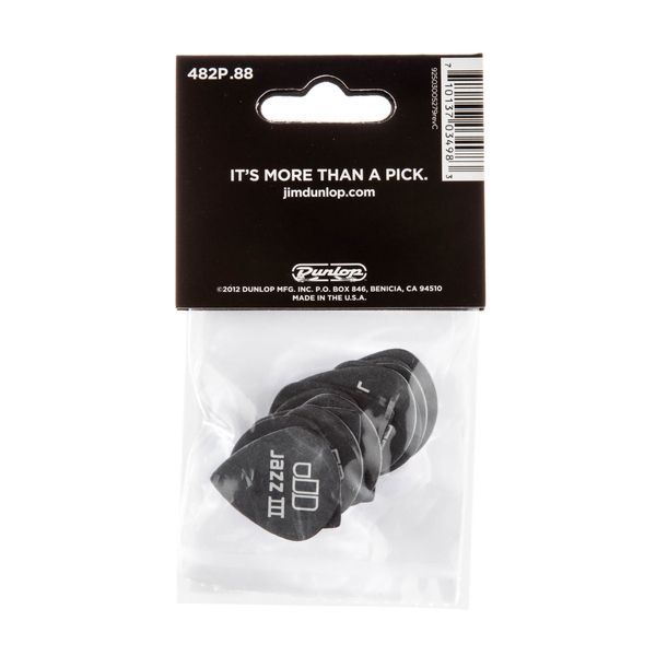 Медиатор Dunlop 482P.88 Tortex Pitch Black Jazz III .88 mm (12 шт.) 124883 фото
