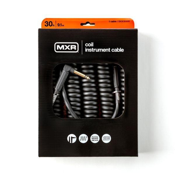 Кабель інструментальний MXR Coil DCICB30R (Jack 6,3 мм/Jack 6,3 мм (кутовий), 9 м) Black 128827 фото