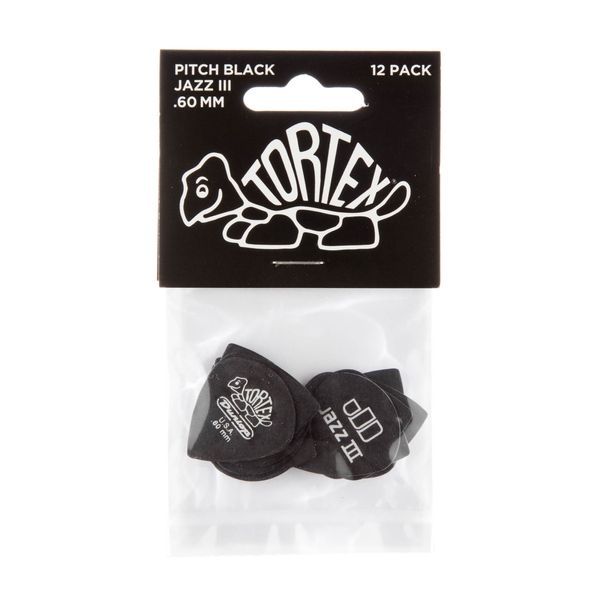 Медиатор Dunlop 482P.60 Tortex Pitch Black Jazz III .60 mm (12 шт.) 125383 фото