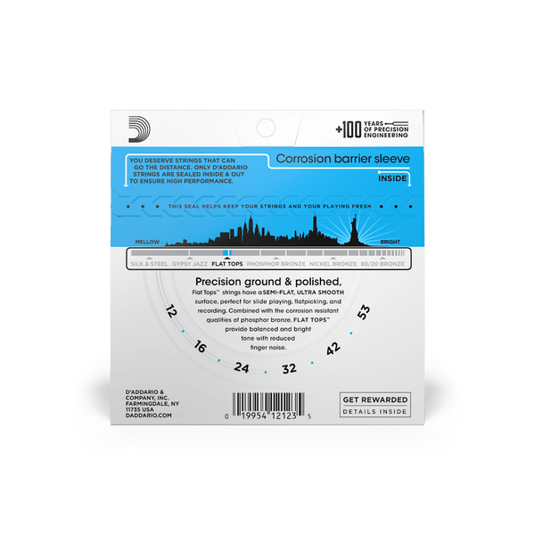 Струни для акустичної гітари D'ADDARIO EFT16 FLAT TOPS PHOSPHOR BRONZE LIGHT (12-53) 33953 фото