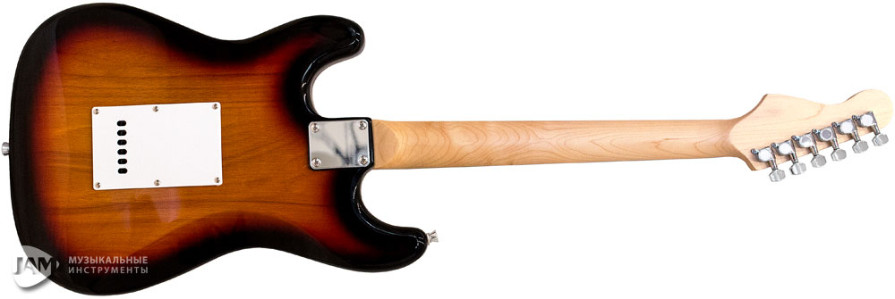 Parksons ST-150 3-Tone Sunburst — back view: bolt-on maple neck, tremolo cover and enclosed tuners