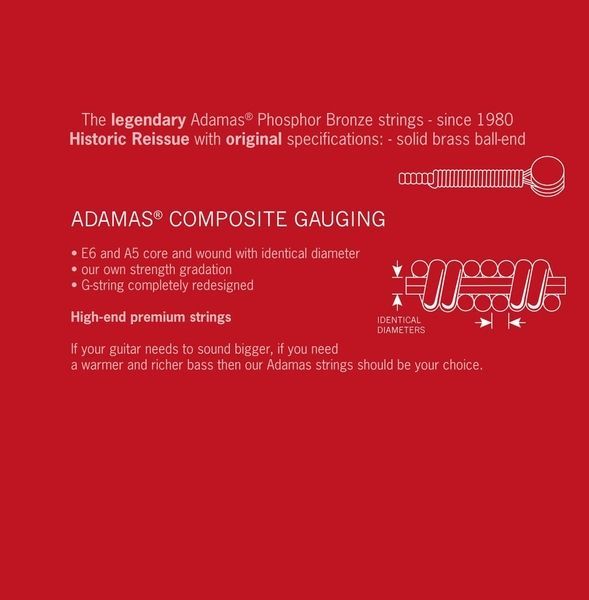 Струны для акустической гитары Adamas Historic Reissue Phosphor Bronze 1749, 11-52w G-664560 фото