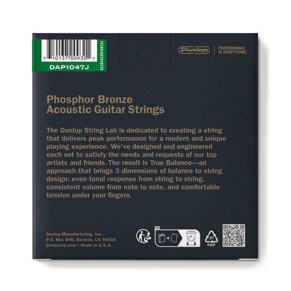 DUNLOP DAP1047J PHOSPHOR BRONZE ACOUSTIC GUITAR STRINGS 12-STRING (10-47) 27769 фото