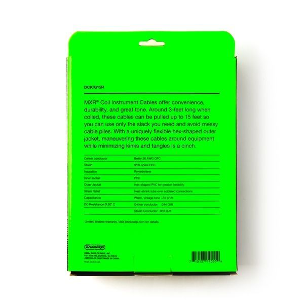 Кабель инструментальный MXR Coil DCICG15R (Jack 6,3 мм/Jack 6,3 мм (угловой), 4,6 м) Glow 128828 фото