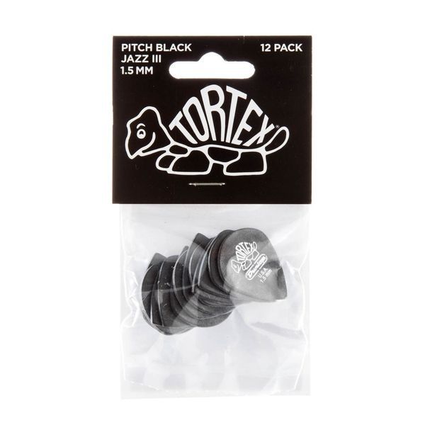 Медиатор Dunlop 482P1.5 Tortex Pitch Black Jazz III 1.5mm (12 шт.) 125387 фото