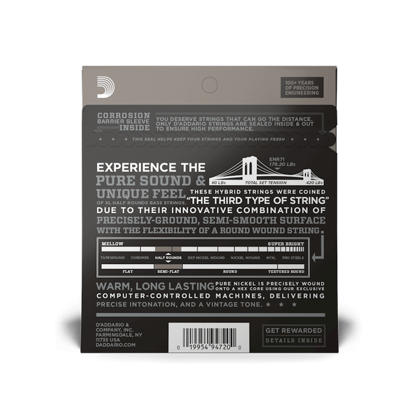 Струни для бас-гітари D'ADDARIO ENR71 XL HALF ROUNDS BASS REGULAR LIGHT (45-100) 29146 фото