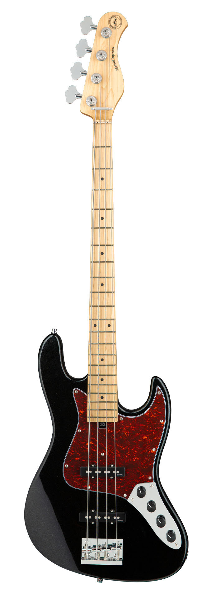 SADOWSKY MetroExpress 21-Fret Vintage J/J Bass, Maple, 4-String (Solid Black High Polish) — общий вид