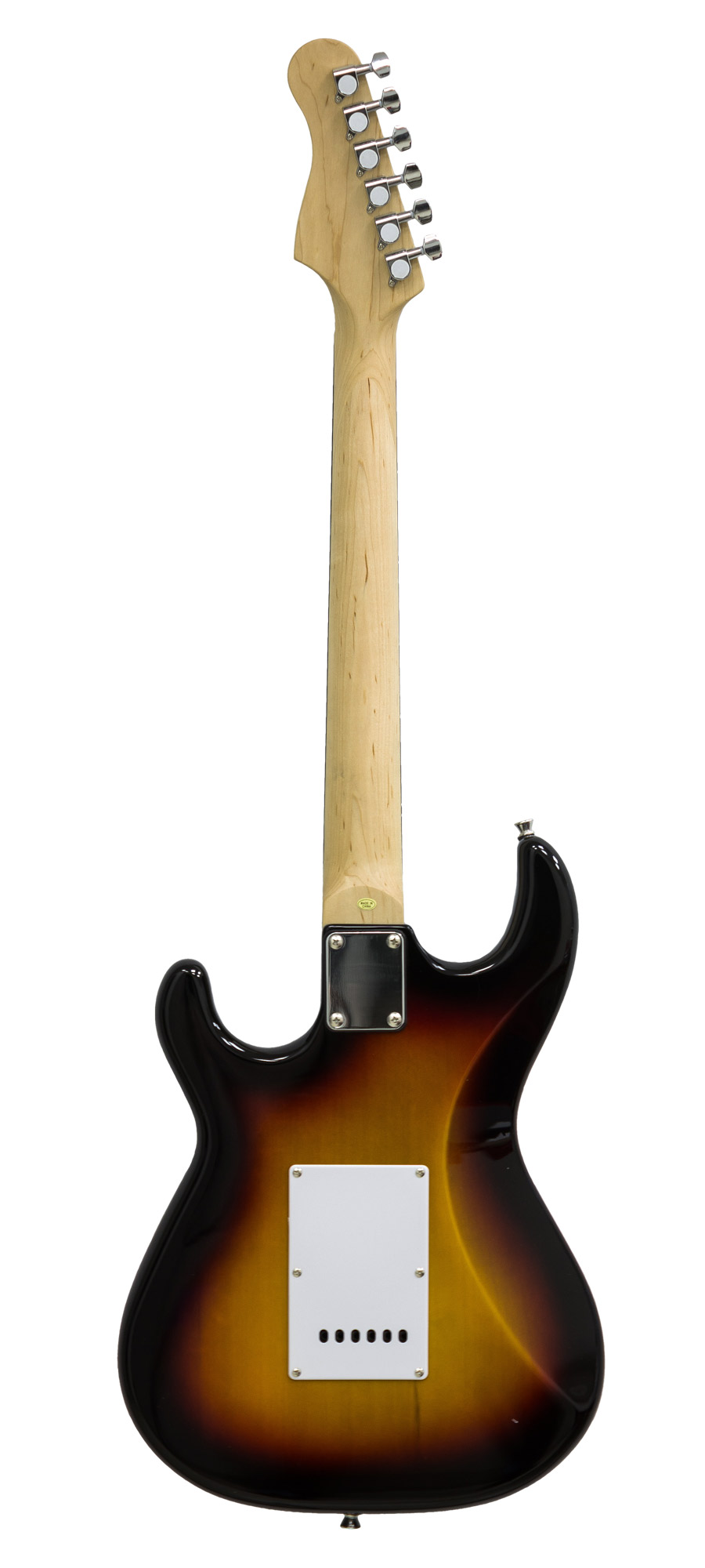 Parksons ST-40 3-Tone Sunburst — rear view: sunburst body, tremolo cavity cover and bolt-on neck