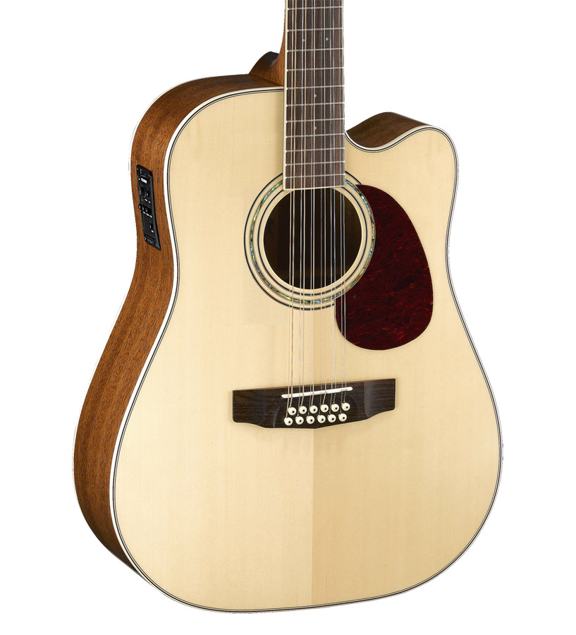 CORT MR710F-12 Natural Satin — еловая дека, венецианский вырез, розетка из абалона и 12-струнный бридж