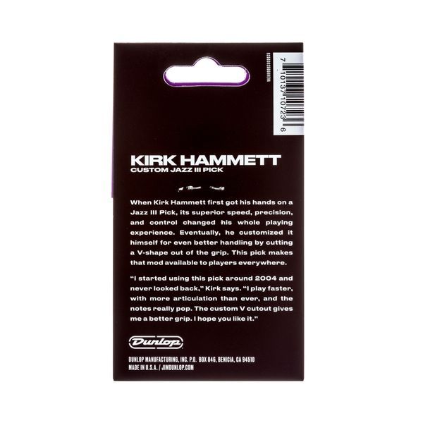Медіатор Dunlop 47PKH3NPS Kirk Hammett Jazz III Purple Sparkle (6 шт.) 126042 фото