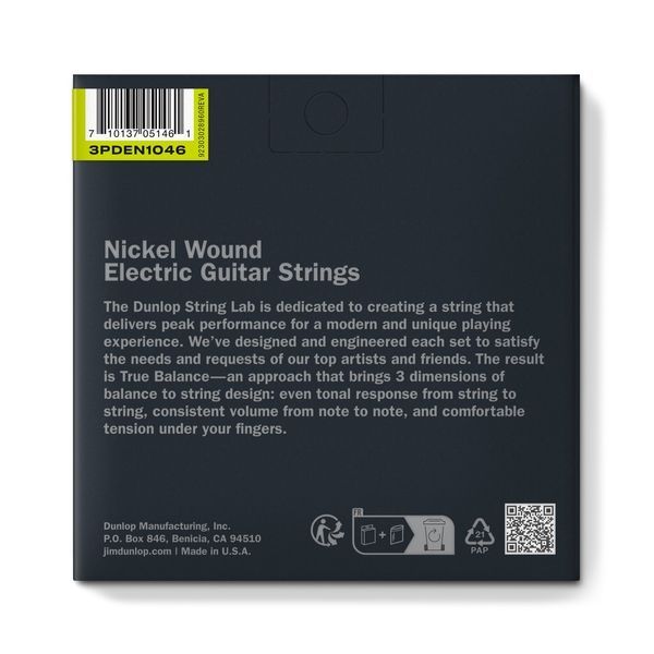 Струны для электрогитары Dunlop 3PDEN1046 Nickel Wound (3 комплекта) 119074 фото