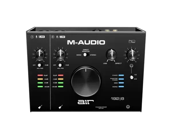 AIR 192|8: регулятор USB/Direct и переключатель моно/стерео прямого мониторинга.