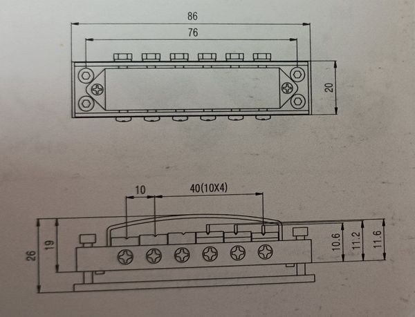 Струнодержатель для электрогитары Samwoo RK100CR (Rickenbacker)
