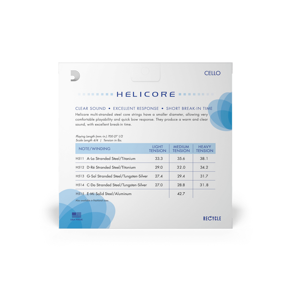Комплект струн D'Addario Helicore 4/4 Scale Heavy Tension для віолончелі 19509 фото