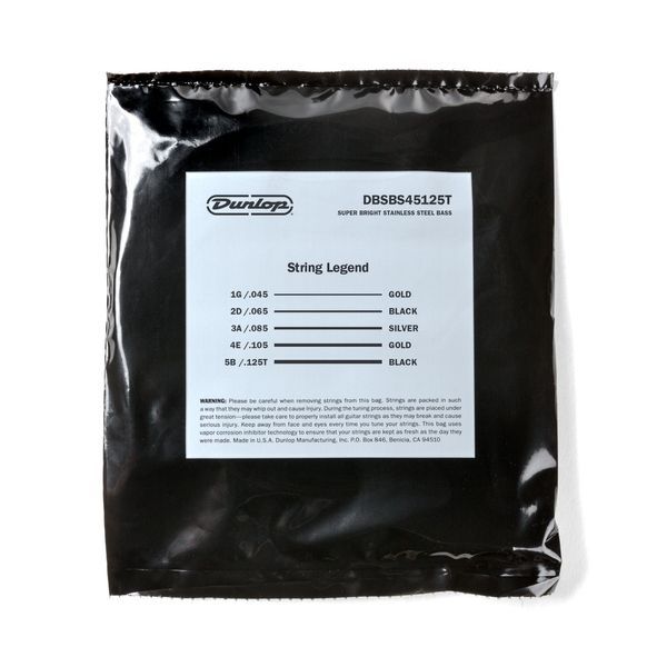 Струны для 5-струнной бас-гитары Dunlop DBSBS45125T Super Bright Steel Tapered 128727 фото