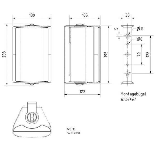 Настінна трансформаторна акустична система Visaton WB10 (біла) 266591 фото